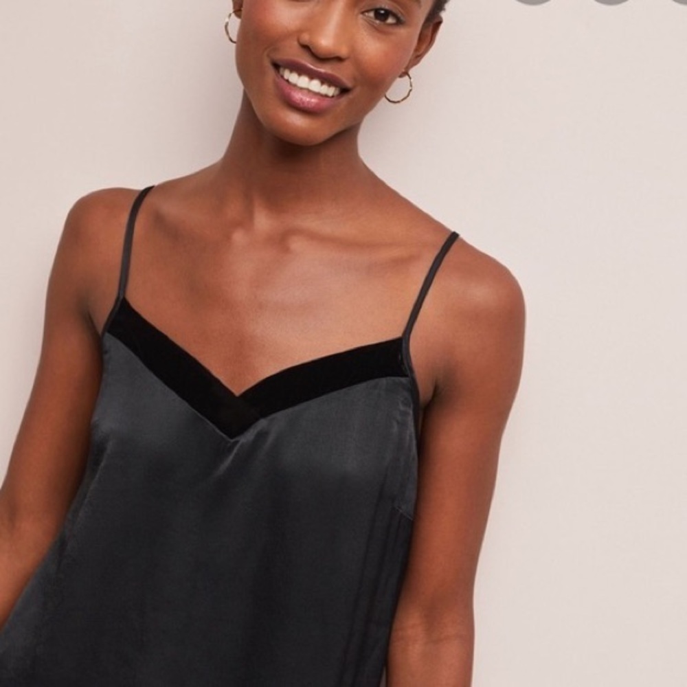 Anthropologie Floreat Velvet Trim Cami